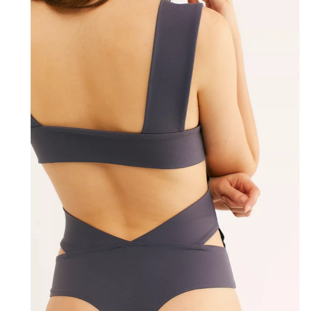 Free People charcoal Oh She’s Strappy bodysuit